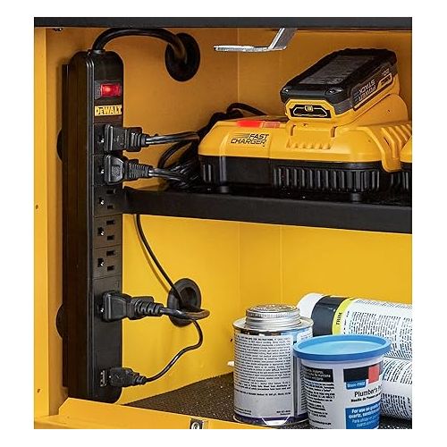  DEWALT Magnetic Power Strip with 6 Power Outlets, DEWALT Workshop Storage System Compatible (DWST82693)