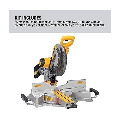  DEWALT Double Bevel Sliding Miter Saw, 12-inch, Compound (DWS780R)