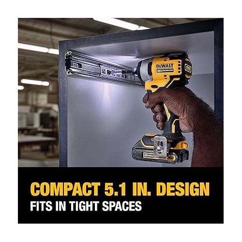  DEWALT ATOMIC 20V MAX* Impact Driver, Cordless, Compact Kit, 2 Batteries, 1/4-Inch (DCF809C2)