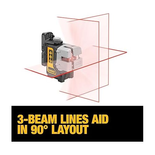  DEWALT Line Laser, Self-Leveling, Black, 3-Beam (DW089K)