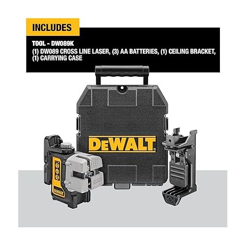  DEWALT Line Laser, Self-Leveling, Black, 3-Beam (DW089K)