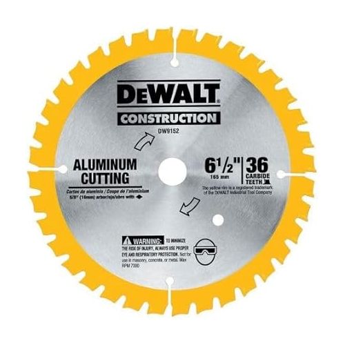  DEWALT Circular Saw Blade, 6 1/2 Inch, 36 Tooth, Aluminum Cutting (DW9152)