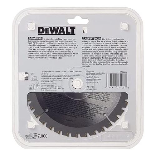  DEWALT Circular Saw Blade, 6 1/2 Inch, 36 Tooth, Aluminum Cutting (DW9152)