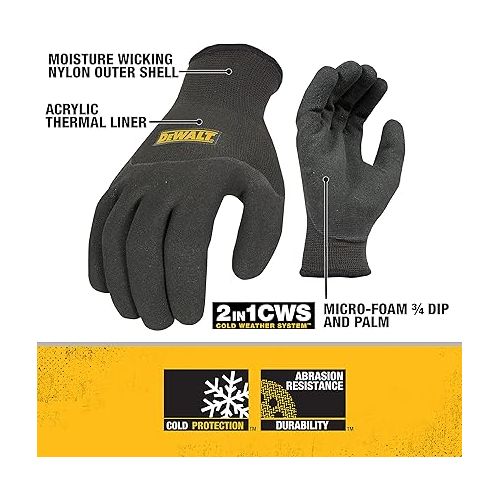  Dewalt DPG737XL Thermal Insulated Grip Glove 2 In 1 Design, Extra Large