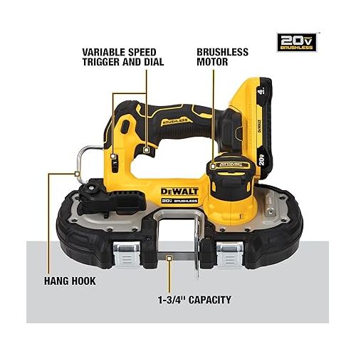  DEWALT ATOMIC 20V MAX* Brushless Cordless 1-3/4 in. Compact Bandsaw Kit (DCS377Q1)