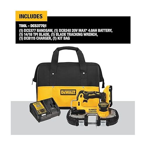  DEWALT ATOMIC 20V MAX* Brushless Cordless 1-3/4 in. Compact Bandsaw Kit (DCS377Q1)