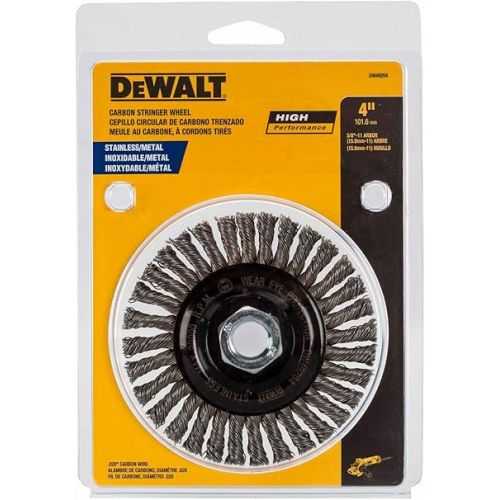  DEWALT Wire Wheel, Stainless, Stringer Bead , 4-Inch x 5/8-Inch, 11 HP, .020-Inch (DW49204)