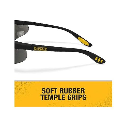  Dewalt DPG58-2C Reinforcer Smoke Lens High Performance Protective Safety Glasses with Rubber Temples
