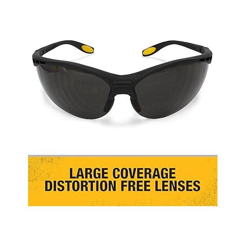  Dewalt DPG58-2C Reinforcer Smoke Lens High Performance Protective Safety Glasses with Rubber Temples