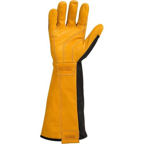  DEWALT Premium Leather Welding Gloves, Fire/Heat Resistant, Gauntlet-Style Cuff, Elastic Wrist, Large