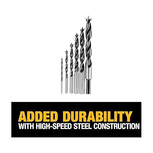  DEWALT Drill Bit Set, Brad Point, 6-Piece (DW1720) , Black