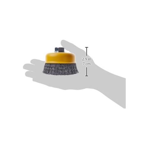  DEWALT Wire Cup Brush, Crimped, Carbon Steel, 4-Inch x 5/8-Inch, 11 HP, .014-Inch (DW49101)