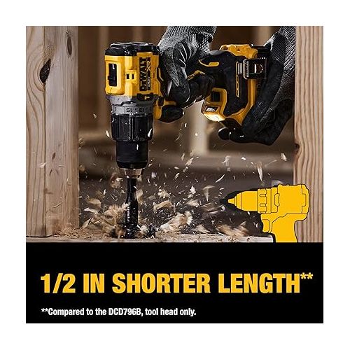  DEWALT 20V MAX* XR® Brushless Cordless 1/2 in. Hammer Drill/Driver Kit (DCD805D2), Yellow