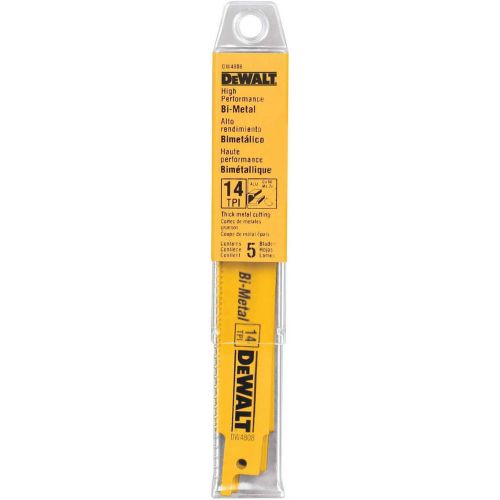  DEWALT Reciprocating Saw Blades, Straight Back, 6-Inch, 14 TPI, 5-Pack (DW4808)