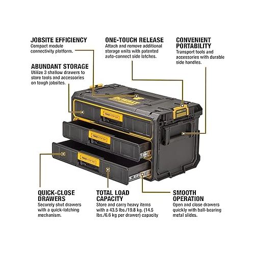  DEWALT TOUGHSYSTEM 2.0 Tool Organizer and Storage 3 Drawer Unit (DWST08330)