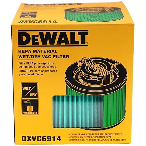  DeWalt DXVC6914 HEPA Cartridge Filter,Fit for 6-16 Gallon Wet/Dry Vacs,Compatible with DXV06P DXV09P DXV10P DXV10S DXV12P DXV14P DXV16P DXV16PA DXV16S,Other Recommend DXV09PA DXV10PL DXV10SA DXV10SB