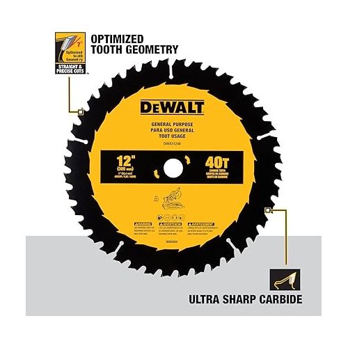  DEWALT 12 in. 40T General Purpose Saw Blade (DWA11240)