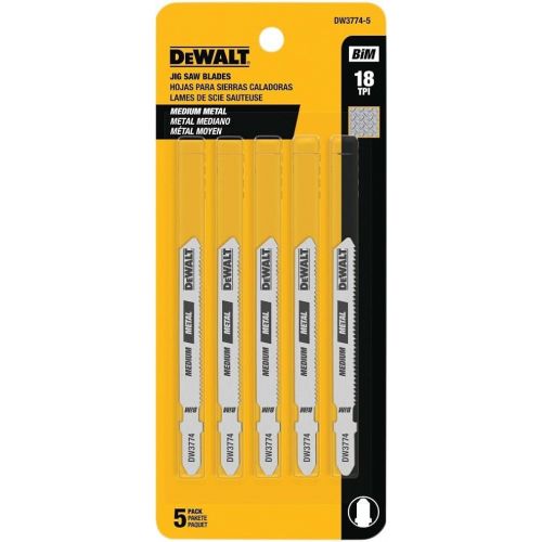  DEWALT DW3774-5 3-Inch 18TPI Medium Metal Cut Cobalt Alloy Steel T-Shank Jig Saw Blade (5-Pack)