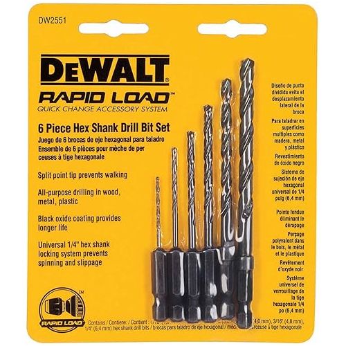  Dewalt 6 Piece Hex Bit Set