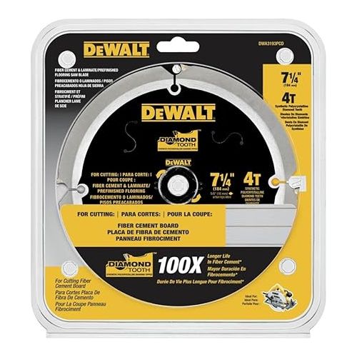  DEWALT Circular Saw Blade, 7 1/4 Inch, 4 Tooth, Cement Cutting (DWA3193PCD)