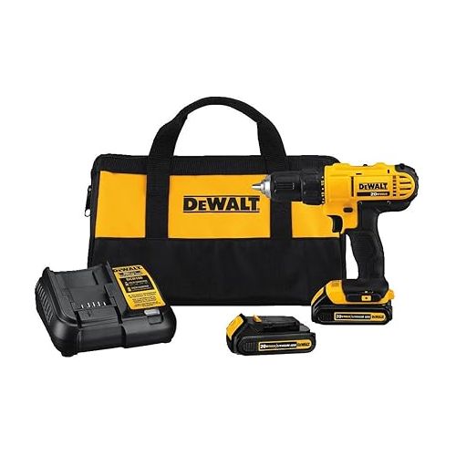  DEWALT 20V MAX* Cordless Drill/Driver Kit with Screwdriver/Drill Bit Set, 100-Piece (DCD771C2 & DWA2FTS100)