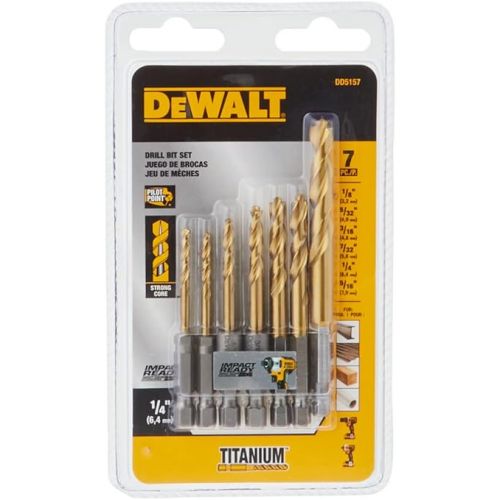  DEWALT Drill Bit Set, Impact Ready, Titanium Nitride Coated, 7-Piece (DD5157)