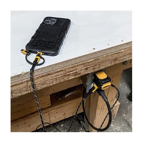  DEWALT Reinforced 3-in-1 Combo Cable ? Multi-Charging Cable ? Lightning, Type C, Micro-USB Adapter Cable ? Android and Apple Compatible Charging Cable ? 3 Way Phone Charger Cable ? 6ft