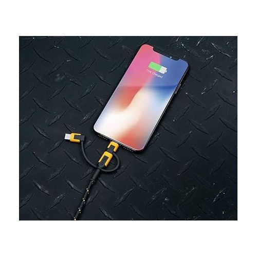  DEWALT Reinforced 3-in-1 Combo Cable ? Multi-Charging Cable ? Lightning, Type C, Micro-USB Adapter Cable ? Android and Apple Compatible Charging Cable ? 3 Way Phone Charger Cable ? 6ft