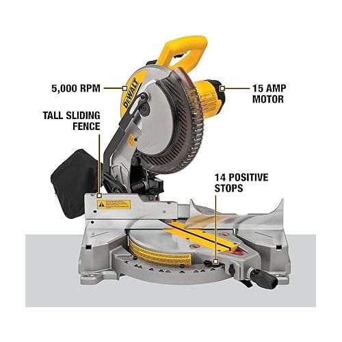  DEWALT Miter Saw, Single Bevel, Compound, 10-Inch, 15-Amp (DWS713)