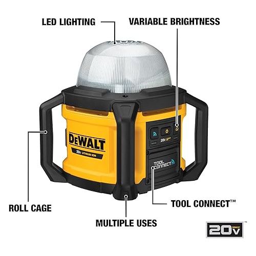  DEWALT 20V MAX LED Work Light, Compact and Portable, Weather and Dust Resistant, Cordless (DCL074)