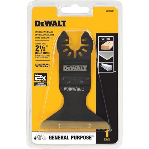  DEWALT Oscillating Tool Blade, Titanium Nitride Coated, General Purpose, 2-1/2-Inch (DWA4281)