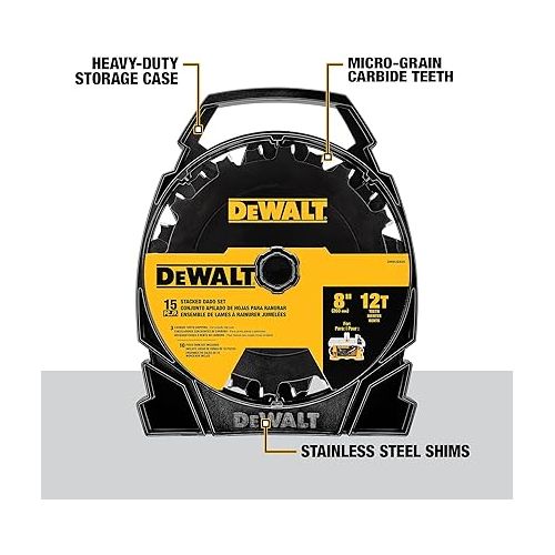  DEWALT Stacked Dado Saw Blade 8 Inch 12 Tooth (DW812DADO)