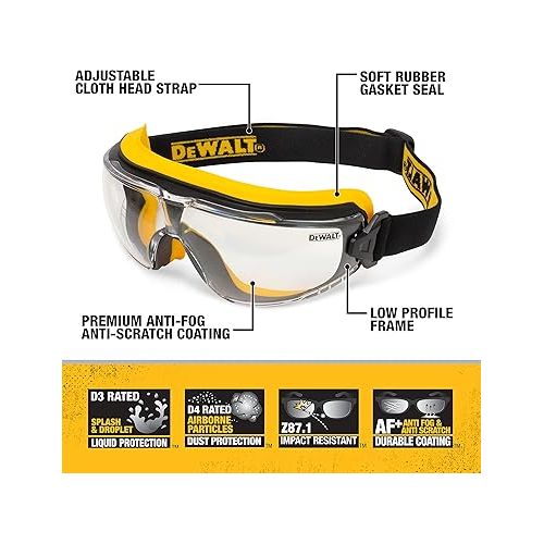  Dewalt Insulator Safety Goggle Dpg84 Skiing Unisex Adult Adjustable Anti Fog Replaceable Lens Rubber Full Rim