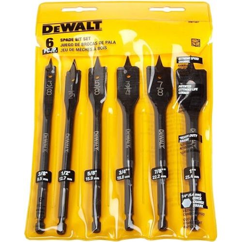  DW1587 6 Bit 3/8-Inch to 1-Inch Spade Drill Bit Assortment (Premium pack)