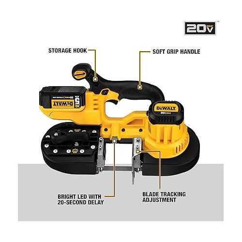  DEWALT 20V MAX Portable Band Saw Kit, Cordless (DCS371P1)