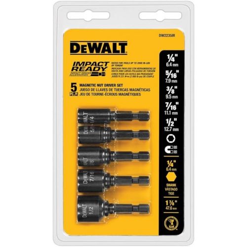  DEWALT Nut Driver Set, Impact Ready, Magnetic, 5-Piece (DW2235IR)