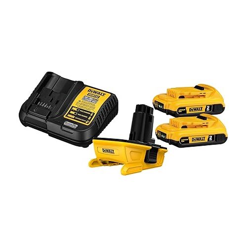  DEWALT 20V MAX Battery Adapter Kit, 18V to 20V, 2 Batteries and Charger Included (DCA2203C)