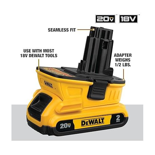  DEWALT 20V MAX Battery Adapter Kit, 18V to 20V, 2 Batteries and Charger Included (DCA2203C)