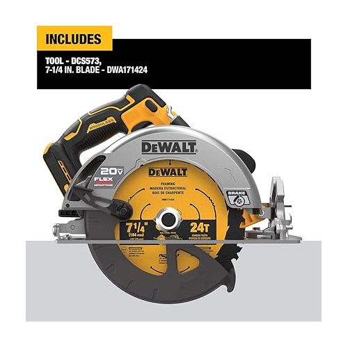  DEWALT DCS573B 20V MAX* 7-1/4 in. Brushless Cordless Circular Saw with FLEXVOLT ADVANTAGE™ (Tool Only)