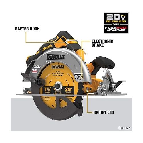  DEWALT DCS573B 20V MAX* 7-1/4 in. Brushless Cordless Circular Saw with FLEXVOLT ADVANTAGE™ (Tool Only)