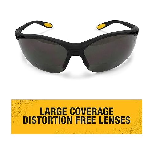  DEWALT DPG59-225C Reinforcer Rx-Bifocal 2.5 Smoke Lens High Performance Protective Safety Glasses with Rubber Temples and Protective Eyeglass Sleeve