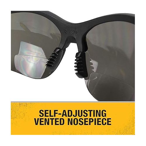  DEWALT DPG59-225C Reinforcer Rx-Bifocal 2.5 Smoke Lens High Performance Protective Safety Glasses with Rubber Temples and Protective Eyeglass Sleeve