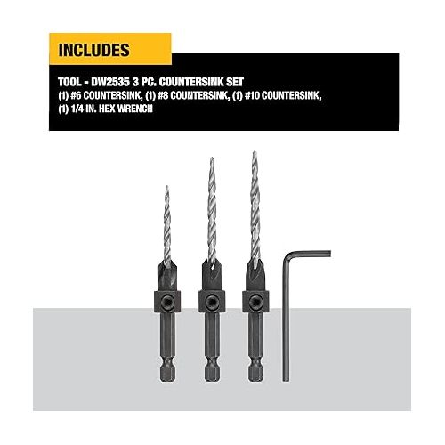  DEWALT Countersink Drill Bit Set #6, #8, #10, 3-Piece (DW2535)