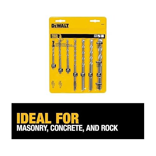  DEWALT Masonry Drill Bit Set, Percussion, Concrete & Block, 7-Piece (DW5207)