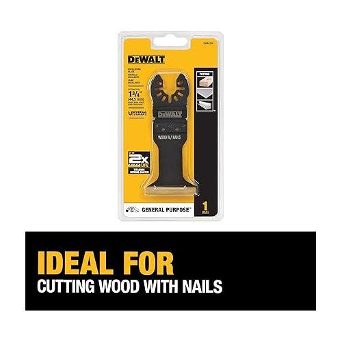  DEWALT Oscillating Tool Blade for Wood with Nails, Wide, Titanium Nitride Coated (DWA4204), Black