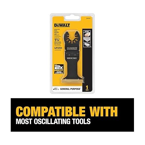  DEWALT Oscillating Tool Blade for Wood with Nails, Wide, Titanium Nitride Coated (DWA4204), Black