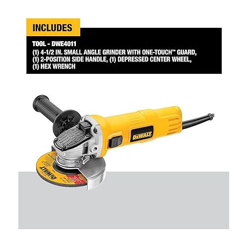  DEWALT Angle Grinder, One-Touch Guard, 4-1/2 -Inch (DWE4011)