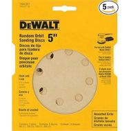 DEWALT DW4307 5-Inch 8 Hole Assortment Hook and Loop Random Orbit Sandpaper (5-Pack)