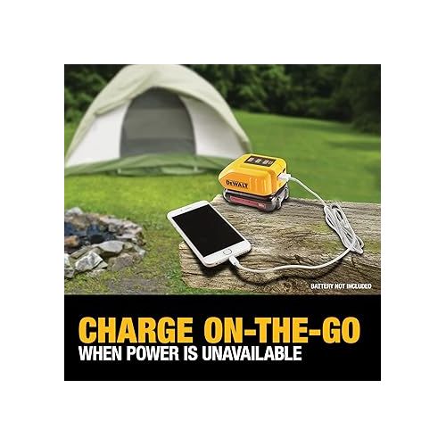  DEWALT 12V/20V MAX USB Charger with 2 Ports and State of Charge Indicator(DCB090)