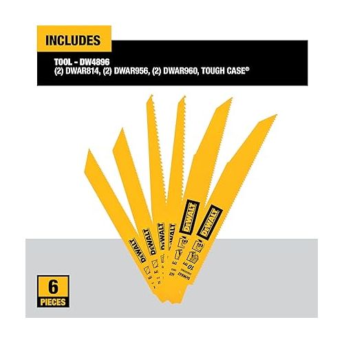  DEWALT Reciprocating Saw Blades, Bi-Metal, 6-Piece Set (DW4896)